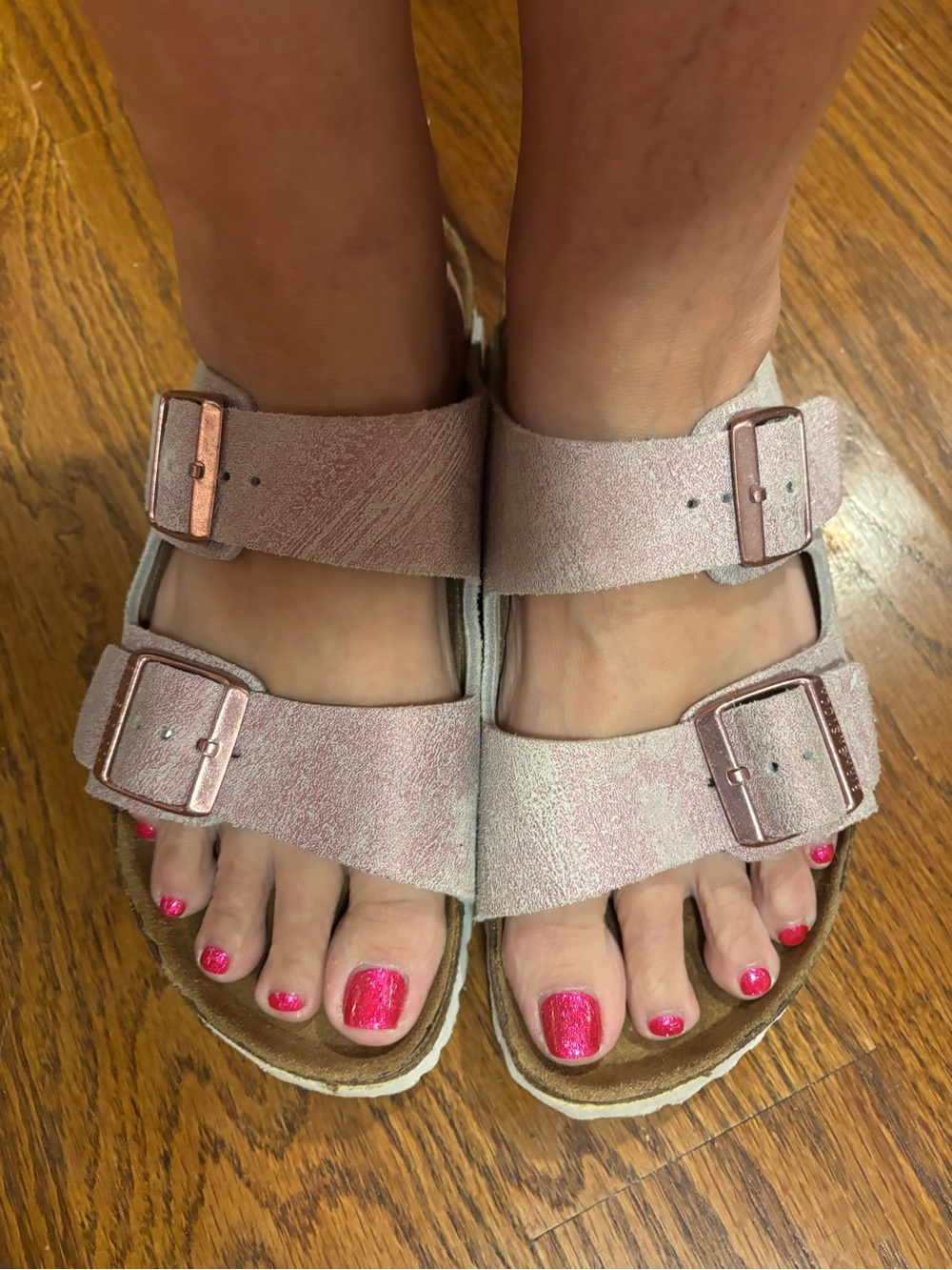 Birkenstock Glitter Pink Double-Buckle Sandals